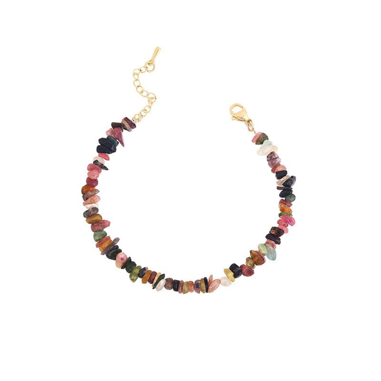 

Браслет из натурального камня для модных женщин, ручная работа, украшения из турмалина, барочный стиль, подарочный набор, регулируемый браслет 8