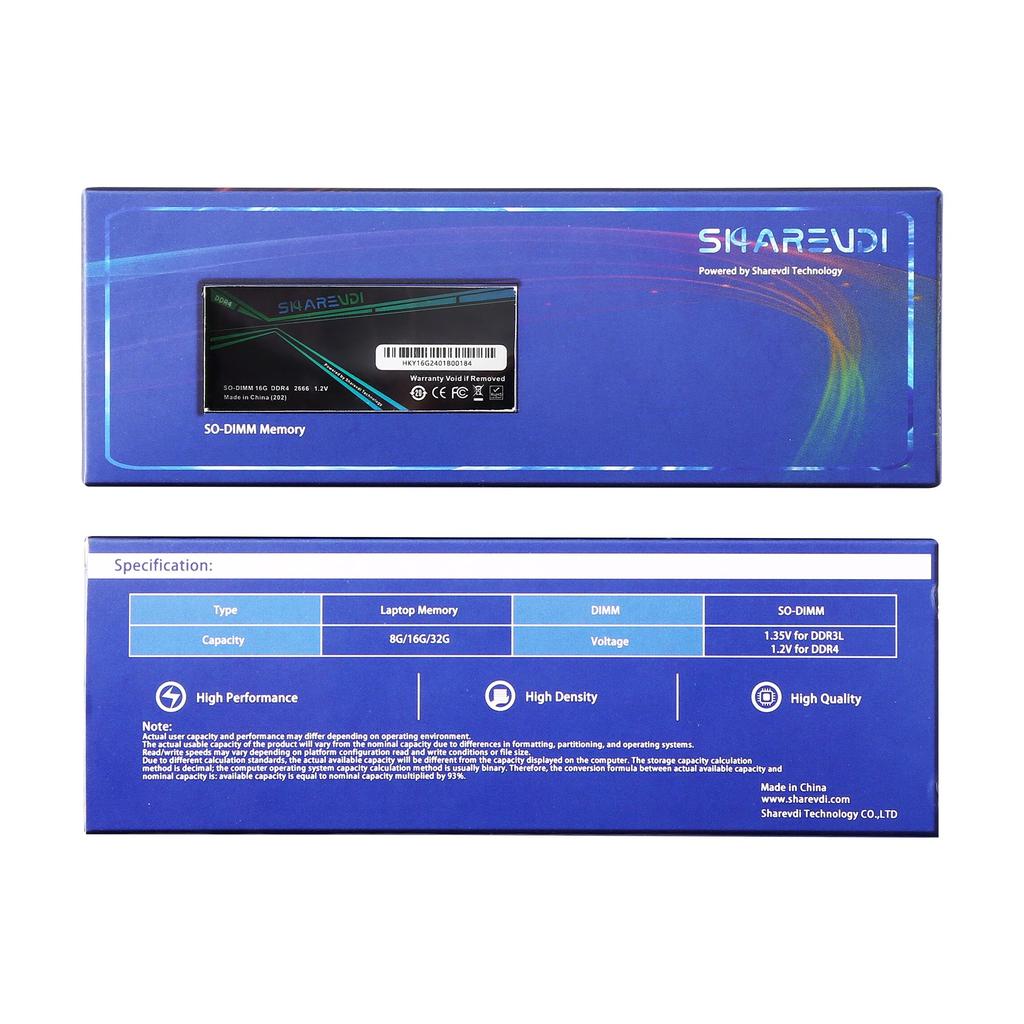 Sharevdi DDR4 PC4 19200S CL19 SODIMM 260 Pin SODIMM Laptop Notebook Mini Computer RAM Storage Module Easy Upgrade 16GB×1-2666 1.2V Non-ECC (DDR4-16GB)