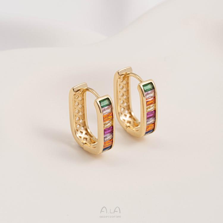 14K Gold-Filled Grüne, Rote & Bunte Zirkonia-Ohrringe & Herzförmige Ohrklemmen - Schlicht, luxuriös und exquisit.