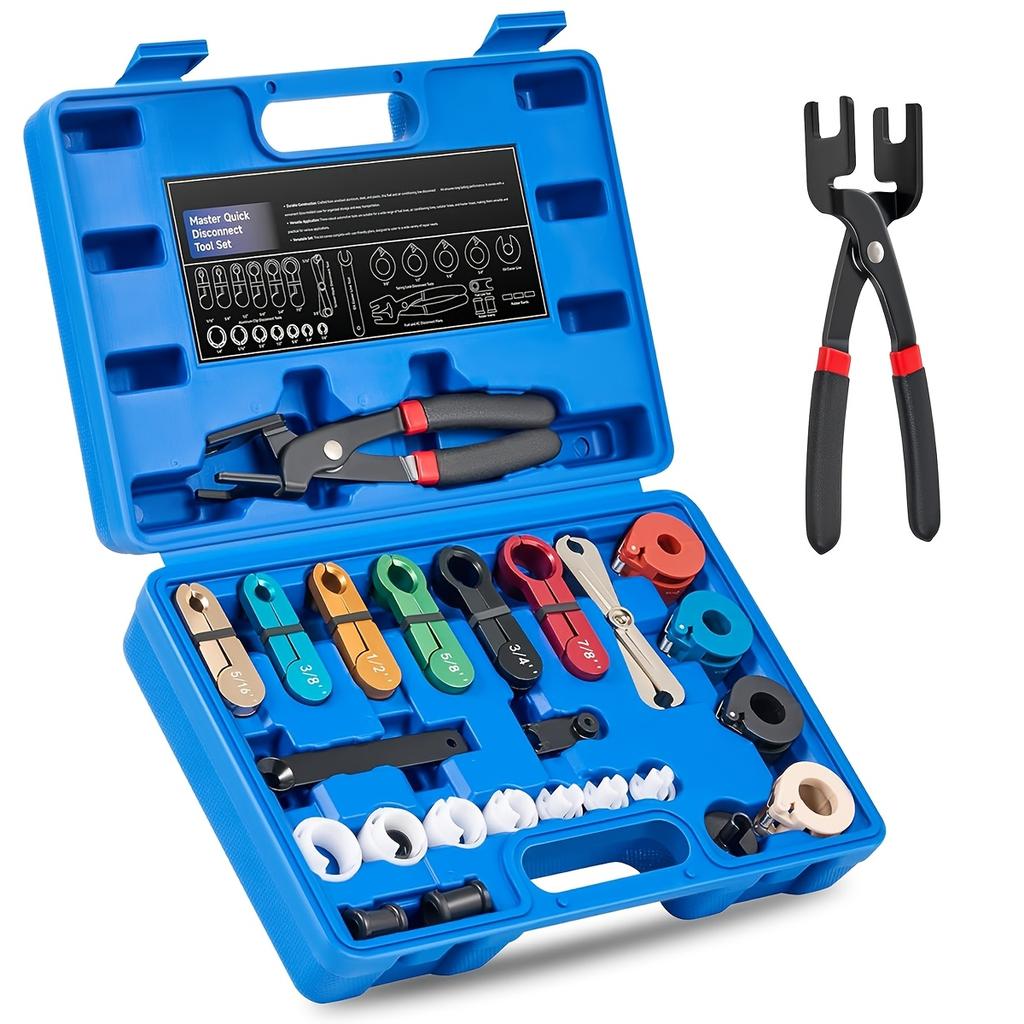 26pcs Fuel Line Disconnect Tool Set with Fuel and AC Disconnect Pliers - Master Quick Disconnect Tool for AC Fuel Line System