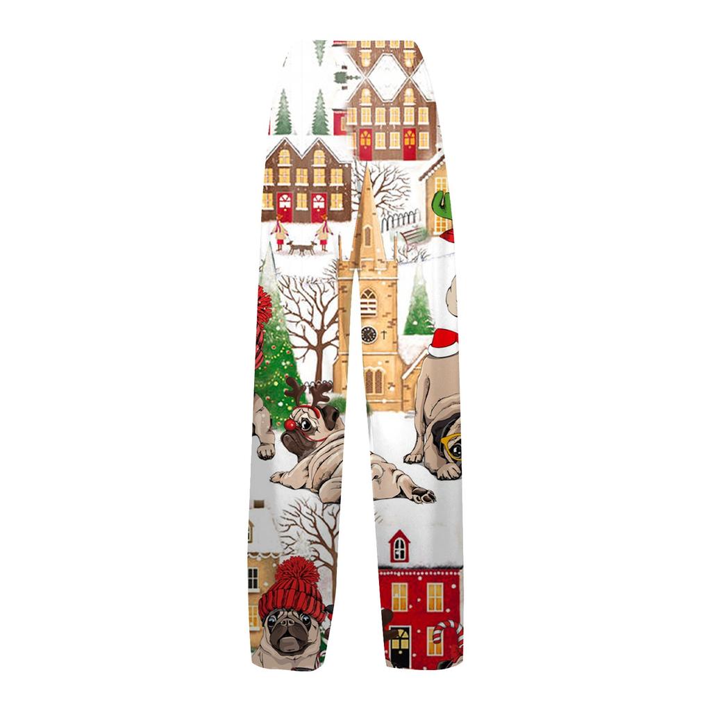 Women Fashion Christmas Print Casual Loose Pants Plus Size Loose Pants