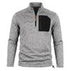 Men's Heather Quarter‑Zip Fleece Pullover, Contrast Zipper Chest Pocket, Stand Collar, Long Sleeve, Casual Outdoor Hiking Sweatshirt Top