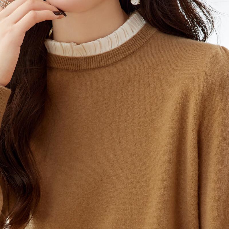 Srcr Women's Pure Wool Short Lace Trim Knit Sweater