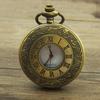 Vintage Unisex Hollow Round Dial Double Display Quartz Pocket Watch with Chain