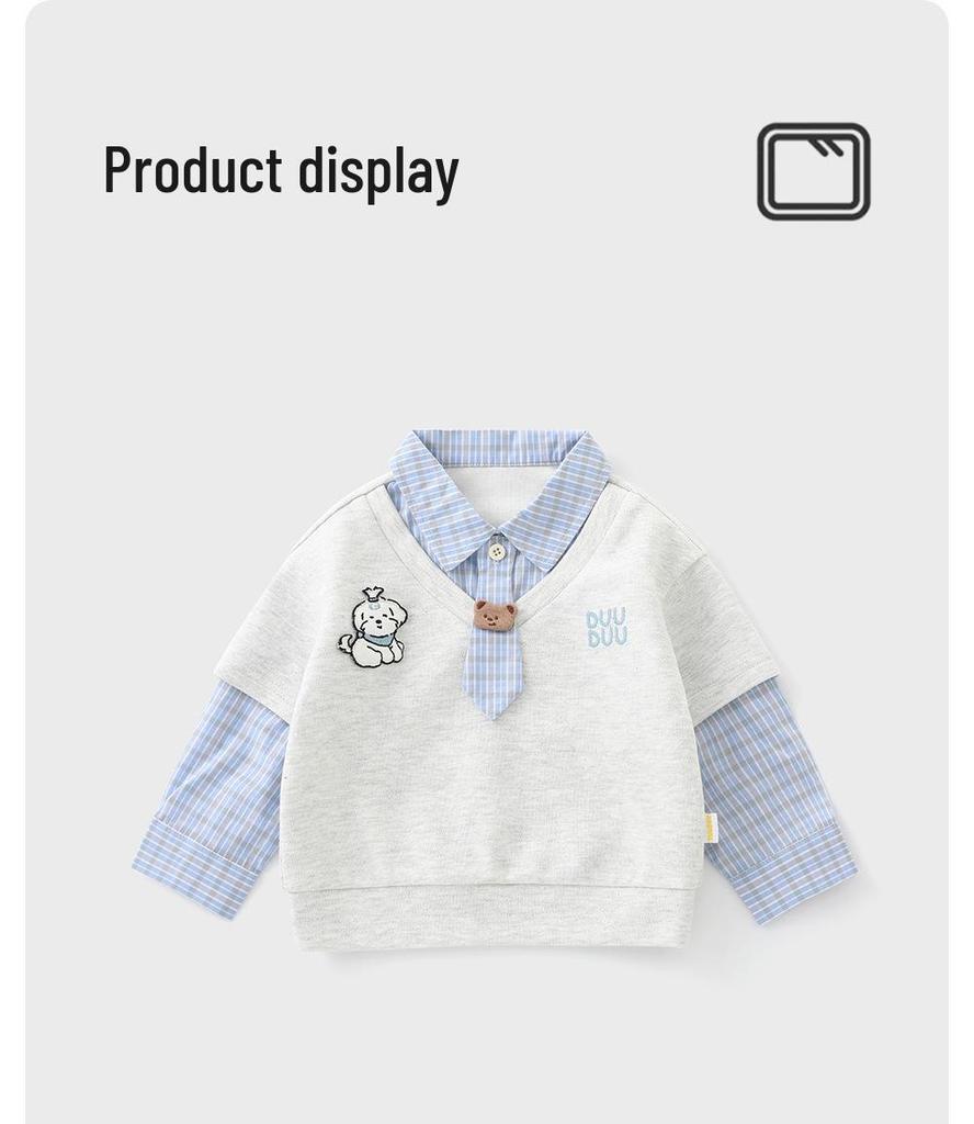 DUUDUU Boys' 2026 Long Sleeve Two-Piece Polo Shirt Hoodie 