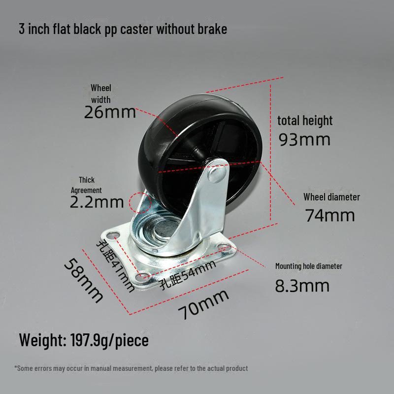 Roată filetată din PP de 1,5 inch pentru mobilier, pentru măsuță de cafea, canapea sau dulap