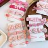 8Pcs/Set Sweet Flower Bow Baby Hair Clip Korean Pink Plaid Dot Bowknot Princess Girls Hairpin Barrettes Kids Hair Accessories
