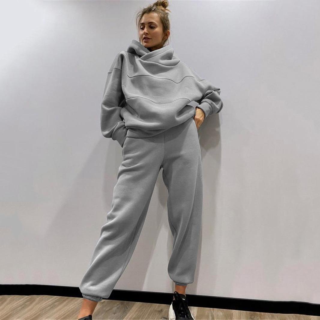 

И новый женский комплект из двух предметов: повседневная толстовка с капюшоном и спортивные брюки M серый