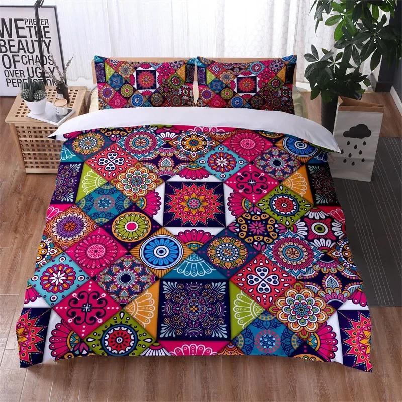 Comforter Mandala Floral Bohemian Flowers Bedding Set Microfiber Exotic Geometric Twin Full For Kids Adults Decor