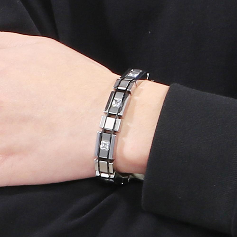 Edelstahl Herren Kettenarmband für Mann Modern Sein Geburtstag Weihnachtsgeschenk Schmuck mit Luxus Zirkonia