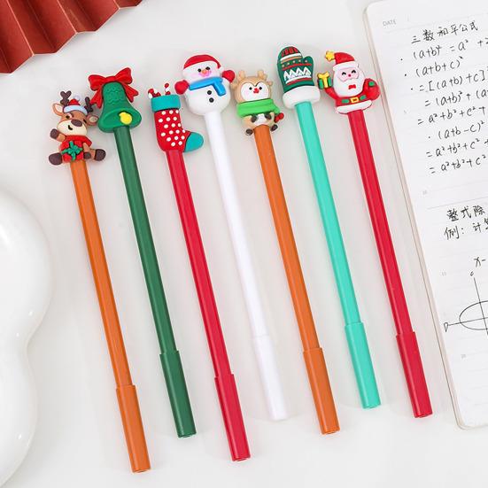 10/20Pcs Christmas Gel Ink Pens Deer Snowman Santa Claus Design Kids Gel Pens School Supplies Christmas Party Favors