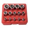 Set 14 Pezzi Chiavi a Bussola E-Torx Stella Femmina con Custodia 1/4, 3/8, 1/2 in. Set di chiavi a bussola esagonali esterne E4-E24 Set di chiavi a bussola per coppia