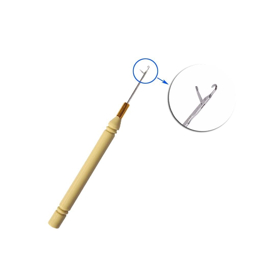 12Pcs Alloy Pulling Hook Wooden Handle Feathers Extensions Silicone Link Rings  Beading Link Rings