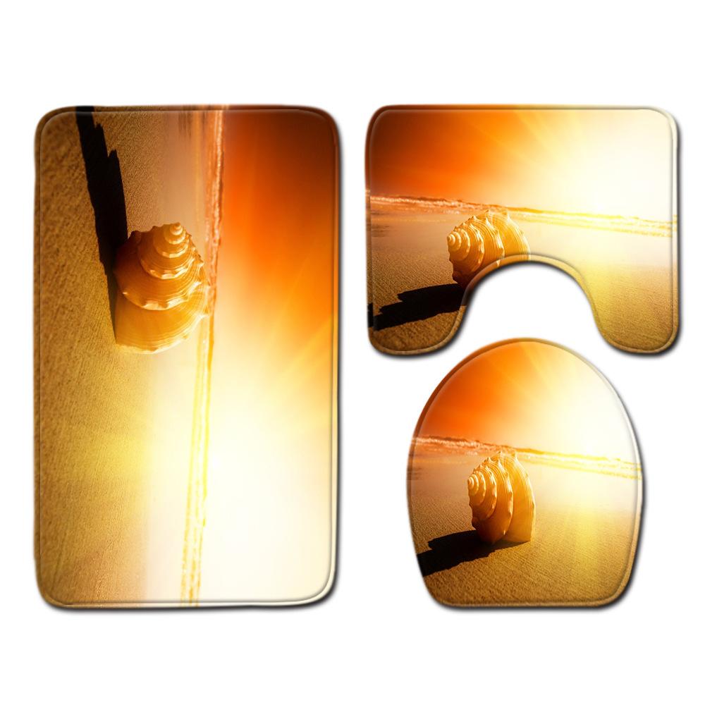 Shell Bathroom Floor Mat Toilet Three-Piece Set