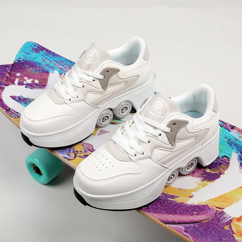 Kinder Rollschuh-Sneaker mit Doppelrollen für Jungen / Mädchen Verformbare Schuhe Rollschuhschuhe