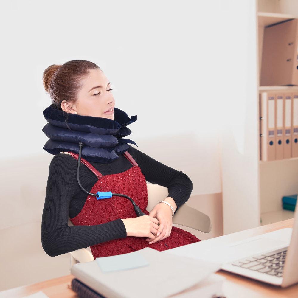 Portable Inflatable Cervical Traction Device for Travel, Home Use, Neck Stretching, Protection, Brace, Health, and Anti-Hunchback Support