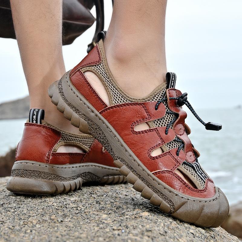 Vară Sandale bărbați din piele naturală pentru bărbați pantofi casual pentru bărbați în aer liber Sandale din piele pentru bărbați pantofi de plajă pantofi pentru bărbați romani