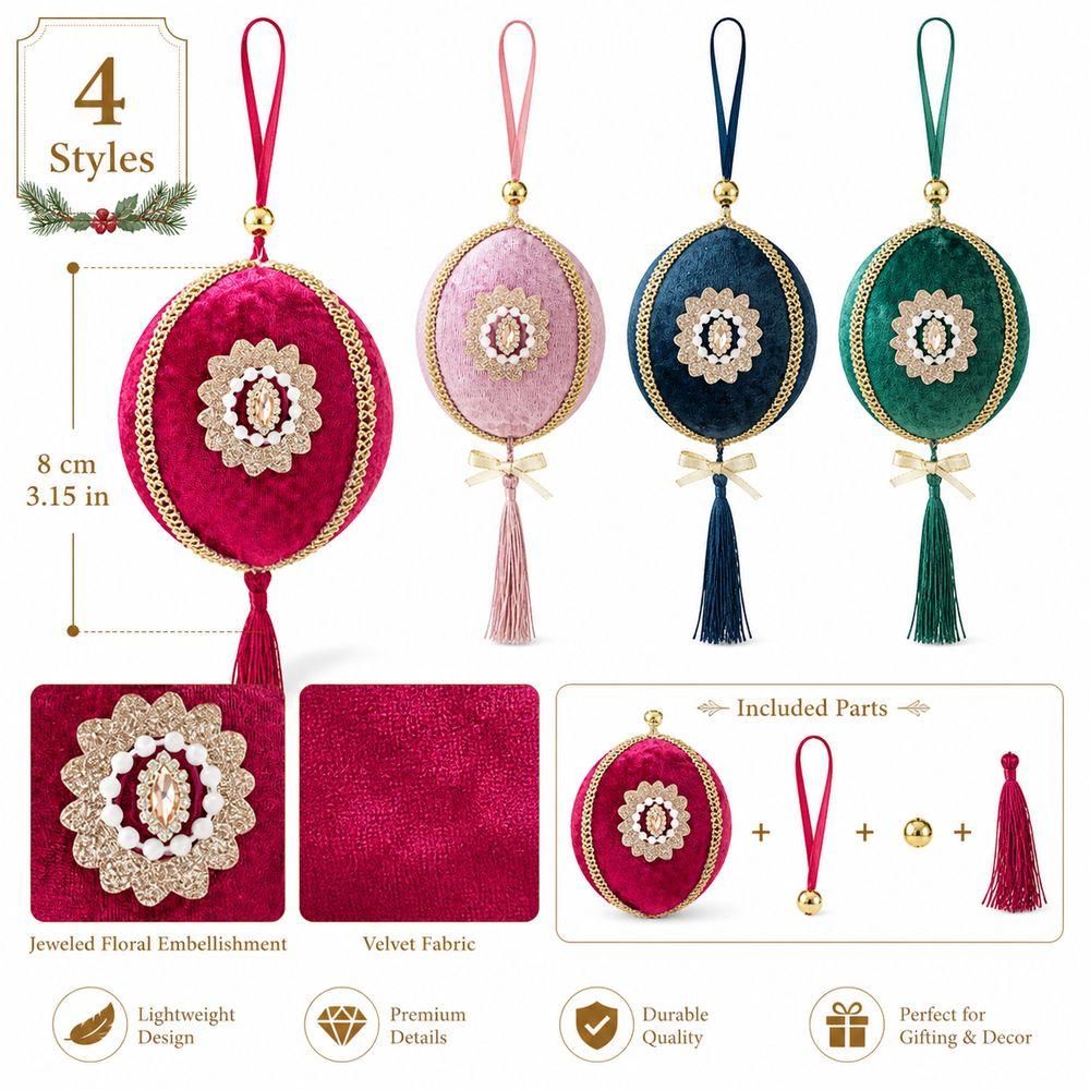 Hanging Design Christmas Tree Ornaments Ornamental Craft Velvet Look Fabric Hanging Ornaments Ribbon Hanging Loop