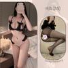 Sexy lingerie sexy lace three-point small chest shows big pearl seduction thong no-take suit female tease