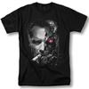 Terminator Movie T-Shirt Arnold Schwarzenegger Iconic Terminator Face Cyberpunk T-800 Design Black Short Sleeve Crew Neck Tee