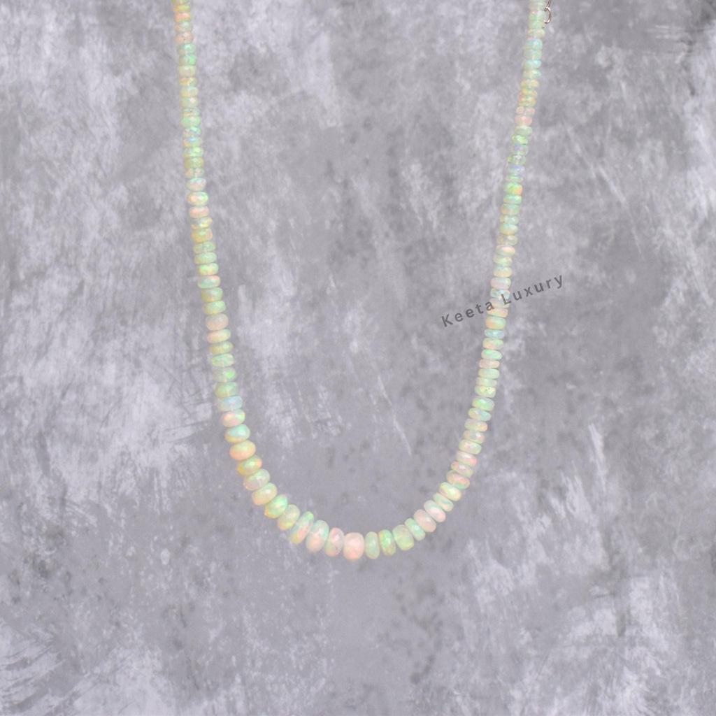 Natural Opal Beaded Necklace Faceted Bead Necklace For Women Multi Flashy Opal Handmade Necklace Healing Crystal Unique Gifts for Her