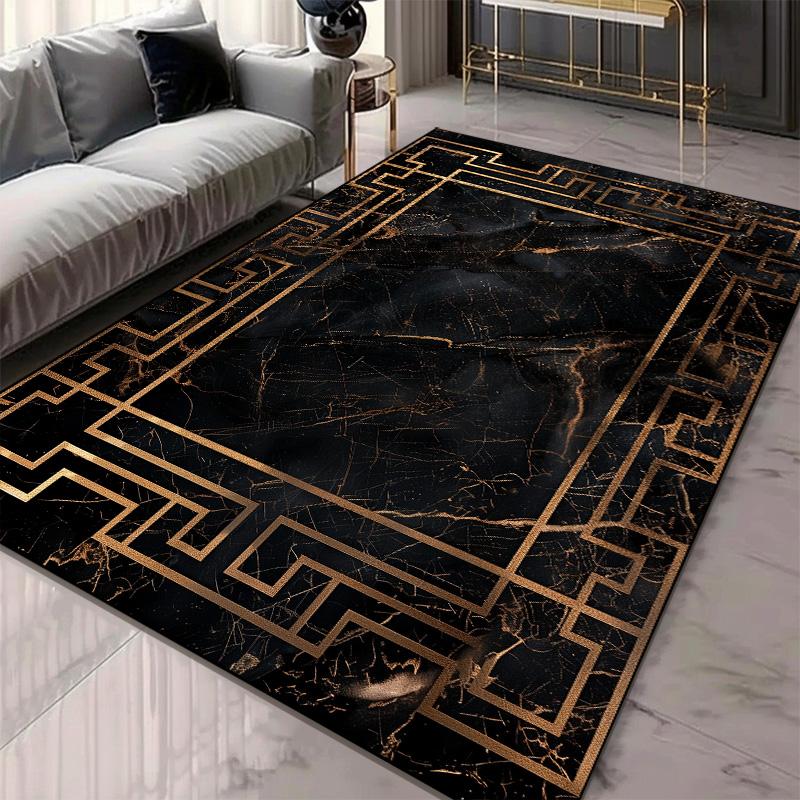 Modern Living Room Decoration Thick Short Plush Area Rug Luxury Marble Pattern Carpet Non-slip Bedroom Lounge Sofa Floor Mat