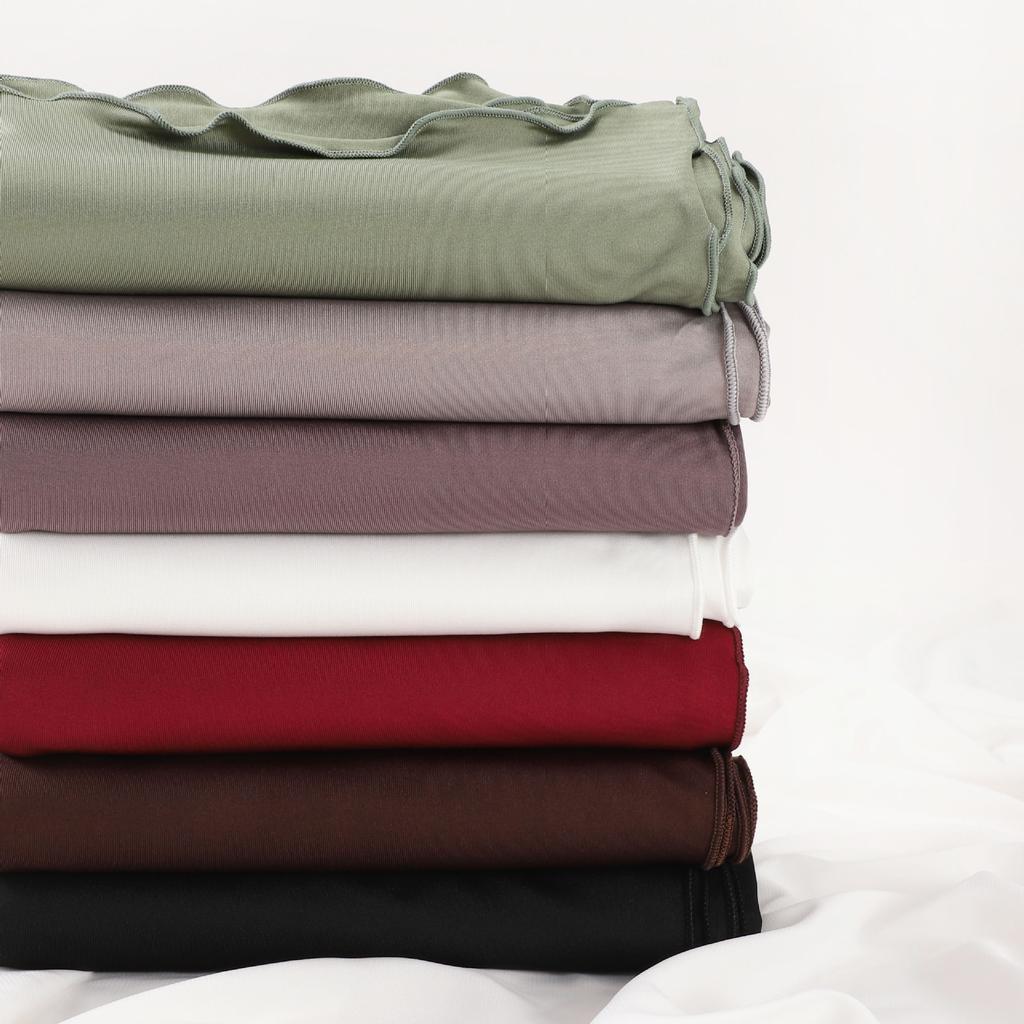 Liseré Wavy Fériel Jersey Hijab Fungus Edge Solid Color Milk Silk Scarf Headscarf Shawl Silk Scarf Stretch Knitted Scarf Women