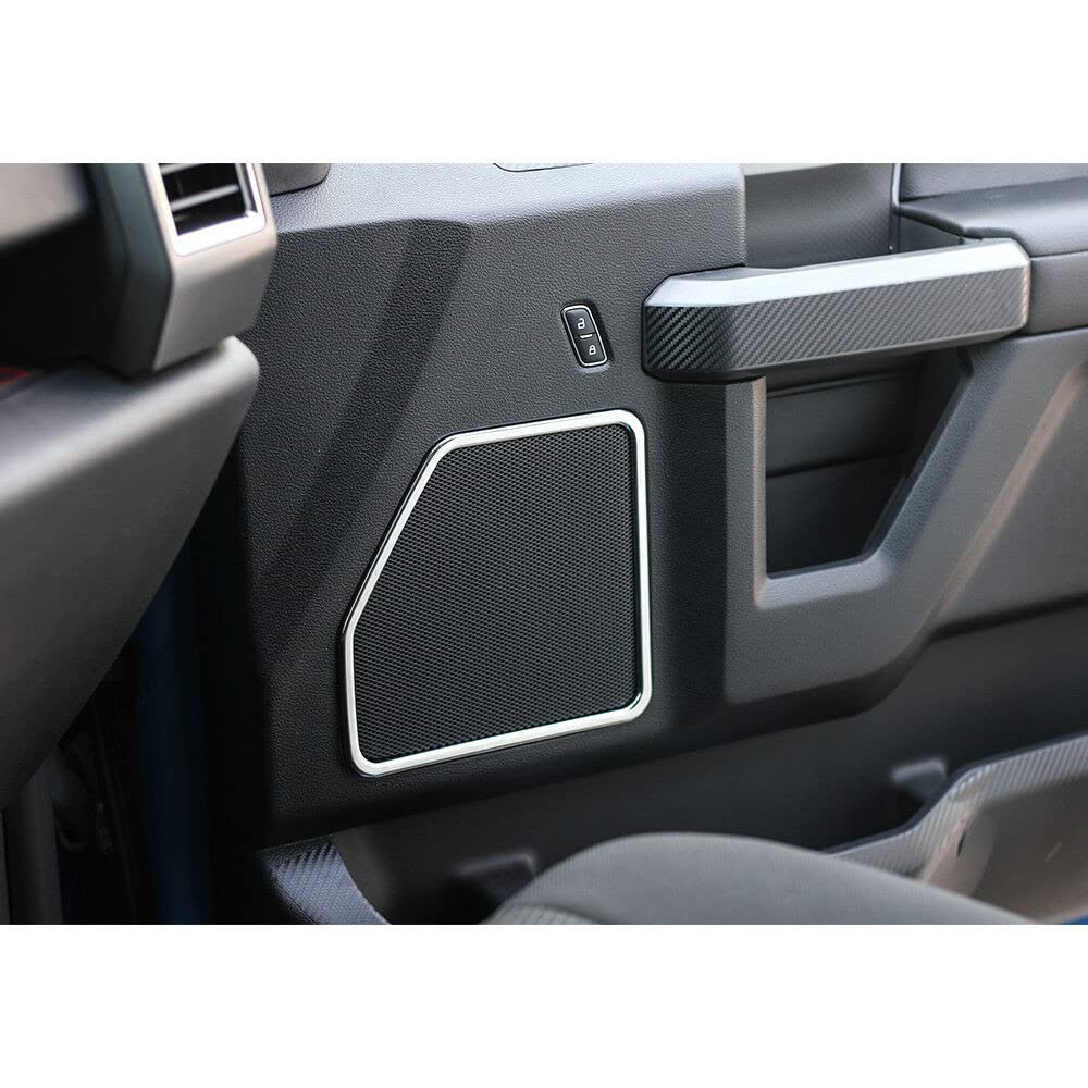 Fit for Ford F150 2015-2020 ABS Front & Rear Door Speaker Cover Decorative Trim 4PCS Interior Car Accessories (Chrome)