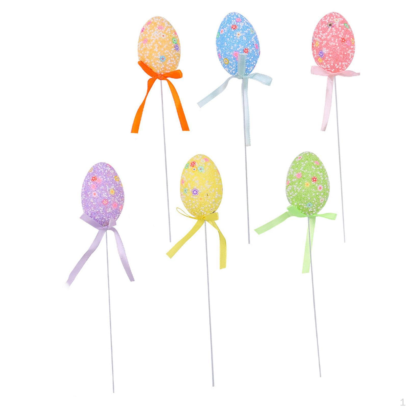 

6 штук пасхальные яйца палочки ветки художественные ремесла украшения торт топпер палочки для праздника Flower