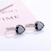 925 Sterling Silver Fine Jewelry 925 Silver Multi Color Crystal Heart Hoop Earrings for Women Wedding Party Jewelry Gift
