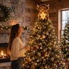 Highland Cow Christmas Tree Topper Glowing Star Topper, Lighted Decoration with Holiday Party DIY Accessories Warm LED, Battery Operated Ornament for