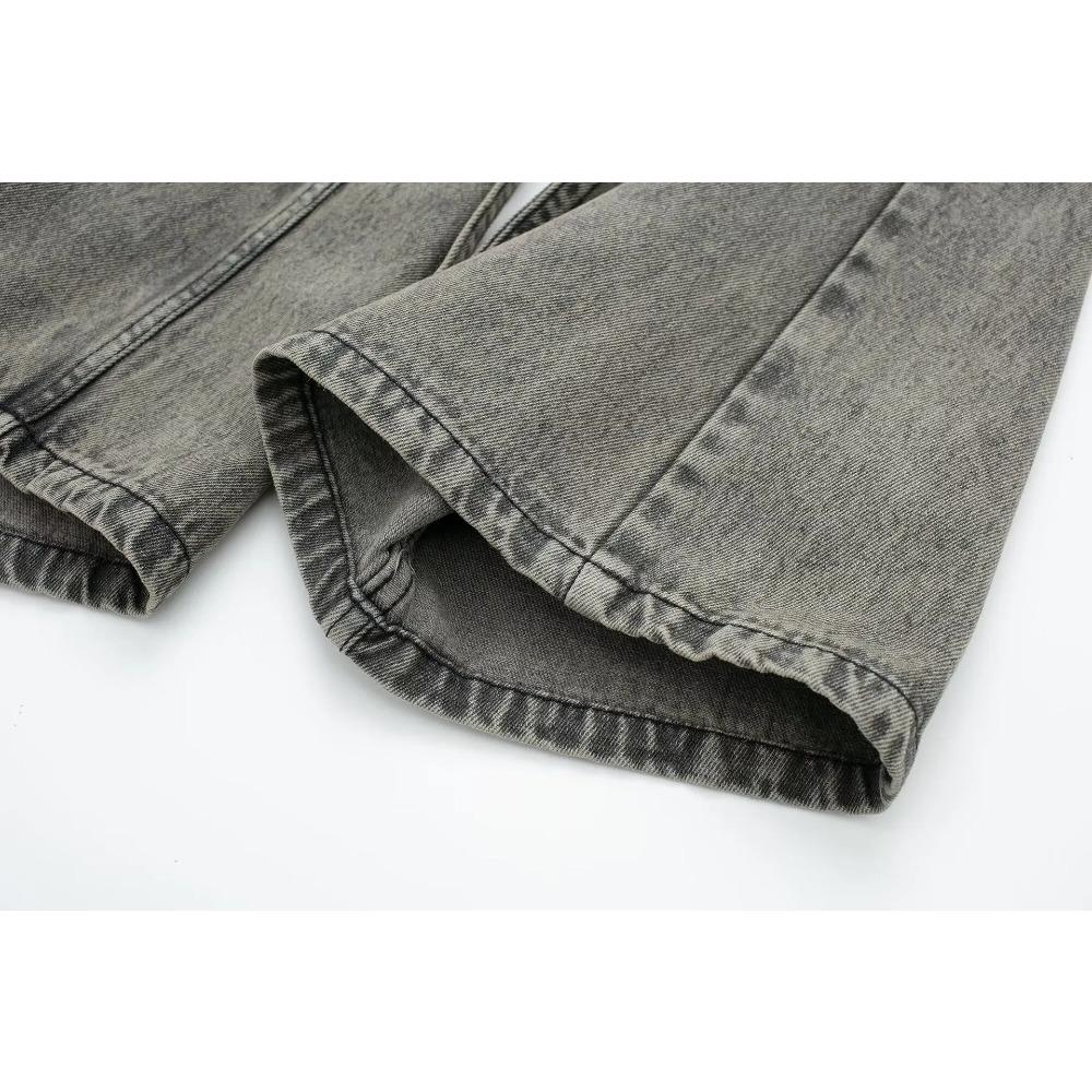 Chic Denim Streetwear Women Straight-leg Pants Fashion Pockets Y2K Spice Cool Girl Loose Sporty Zip Cargo Pants