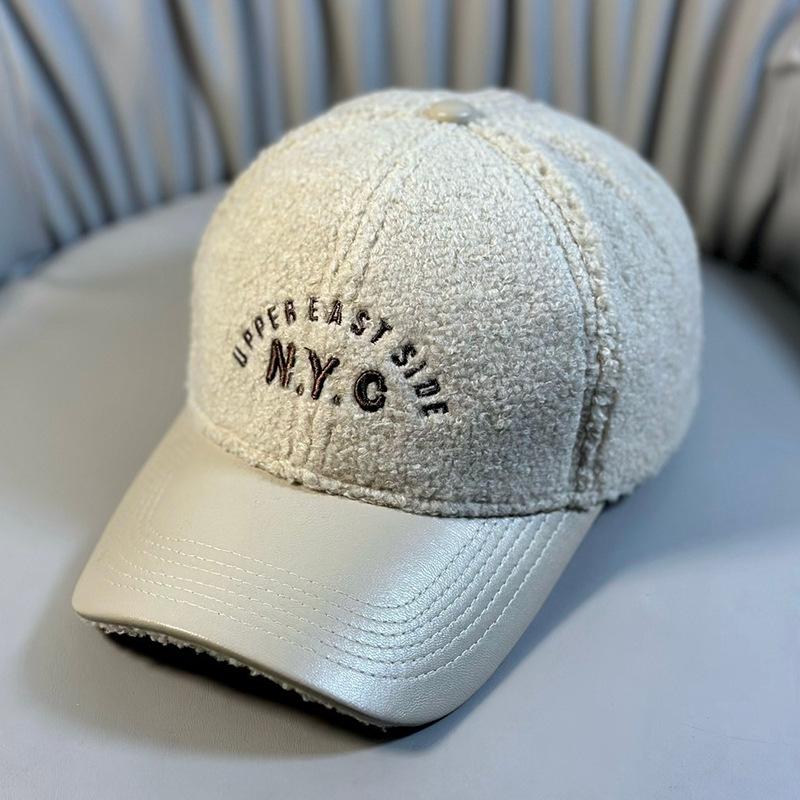 JYL TS DIY Winter Baseball Cap Couple Lamb NYC Embroidered Warm Hat 1222Mao29804 рыжая