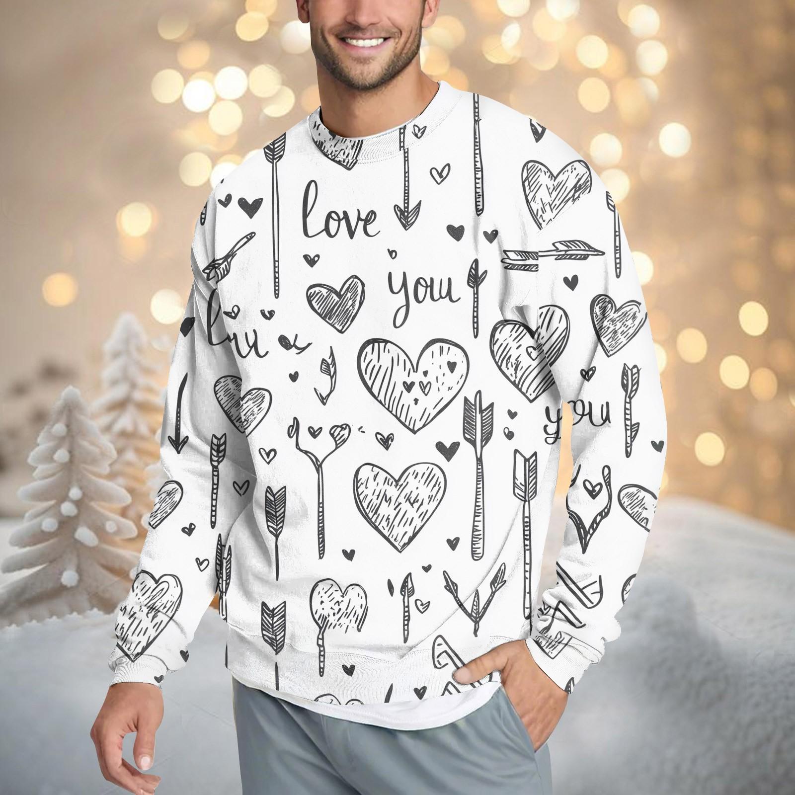 

Мужская повседневная мода, удобная кофта-свитер с воротником на День святого Валентина, толстовка S