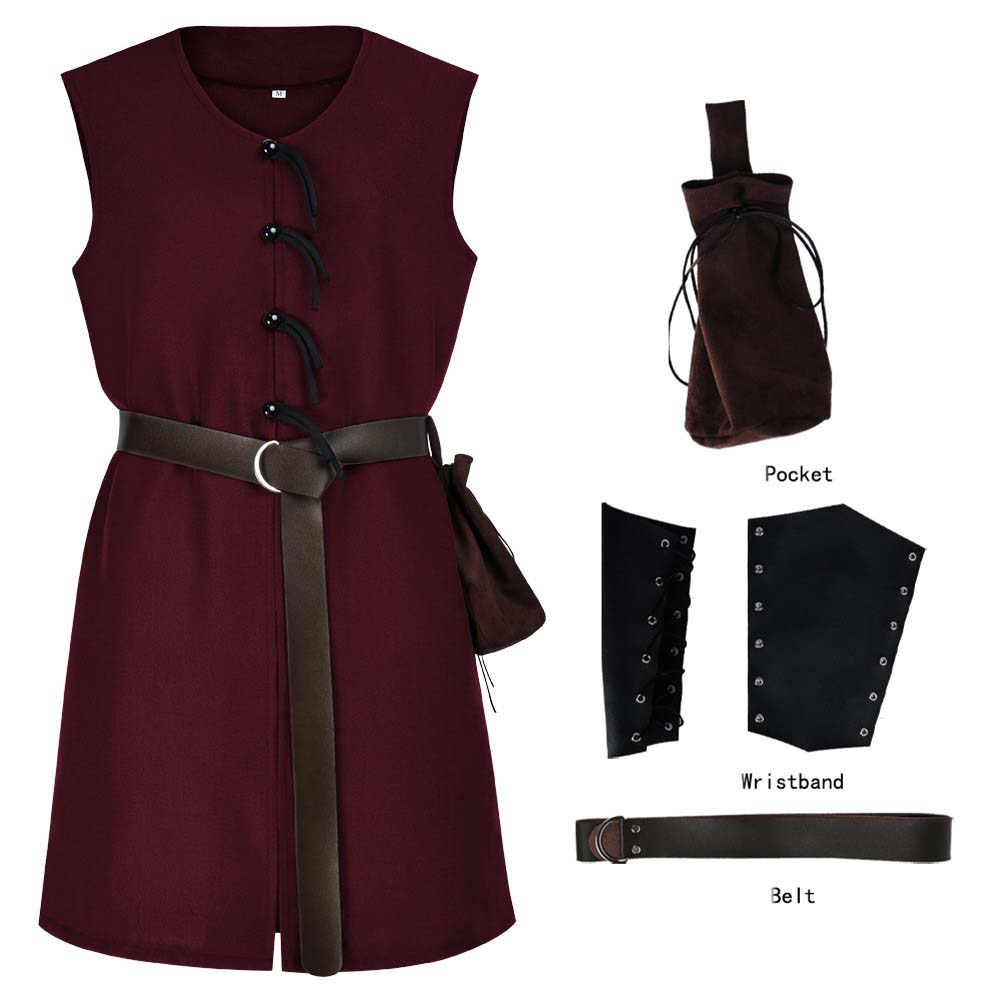Halloween Adult Party Outfit Medieval Knight Viking Tunic Shirt Costume MDEC-053