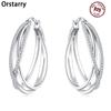 925 Sterling Silver Curve Weaving Large Circle Series Earring Jewelry Versatile Hoop Earrings for Women Jewelry Fine Gifts