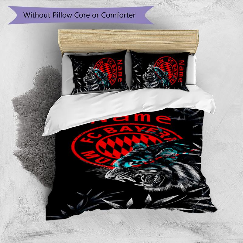 3pcs Custom Name Bayern Munich Bedding Set Duvet Cover Closure Includes 1 Duvet Cover & 2 Pillowcases for All Seasons Bedroom Decor