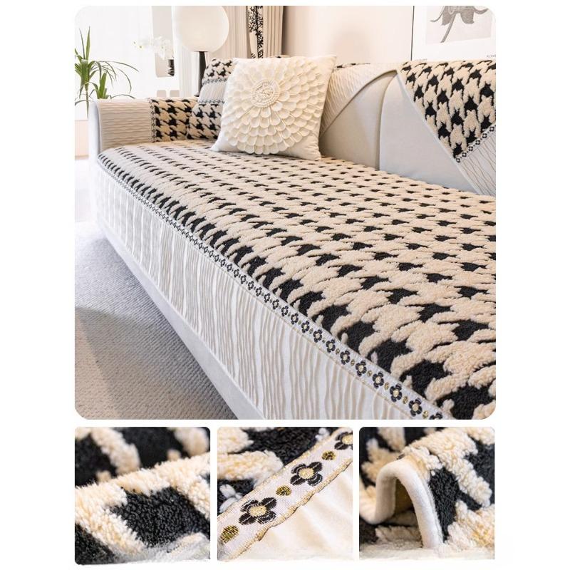 2024 Nový polštář na pohovku Zimní zesílený plyšový polštář protiskluzový potah na pohovku