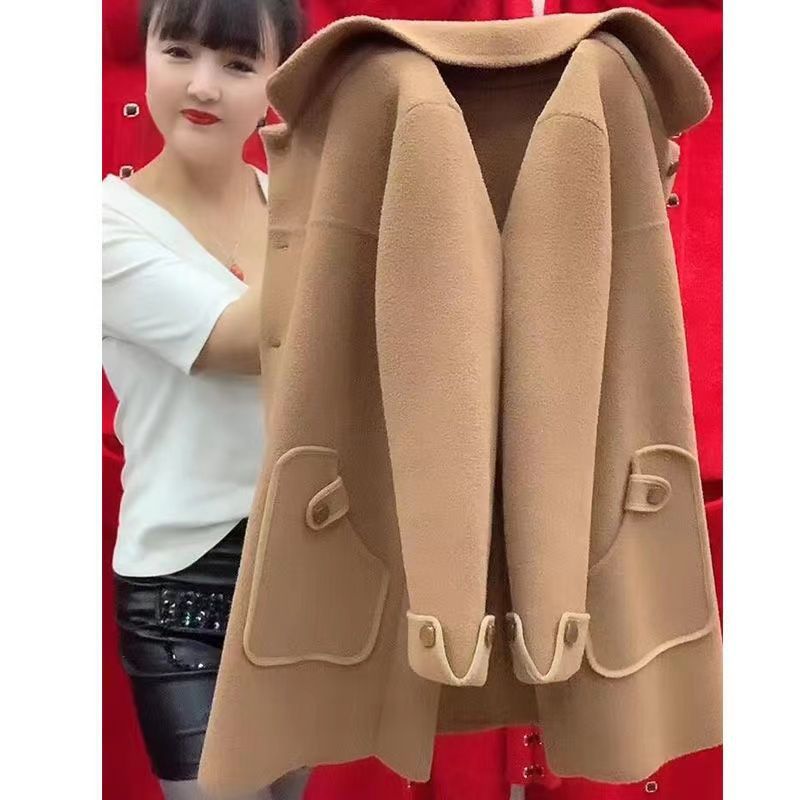 

Утолщенное пальто Женская одежда для женщин среднего и пожилого возраста Свободный зарубежный стиль Универсальное двустороннее теплое пальто L