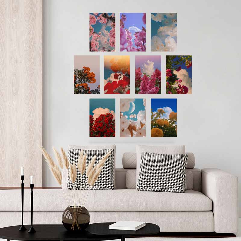 10/30PCS Colorful Flower Moon Wall Collage Kit Interior Paintings Room Study Decoration Mural DIY Decorative Posters Aesthetic