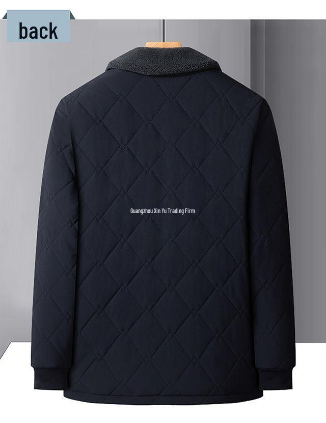 Men's Thickened Cotton Lapel Coat - Warm Winter Jacket for Mid-Aged and Elderly - Plus Size Available