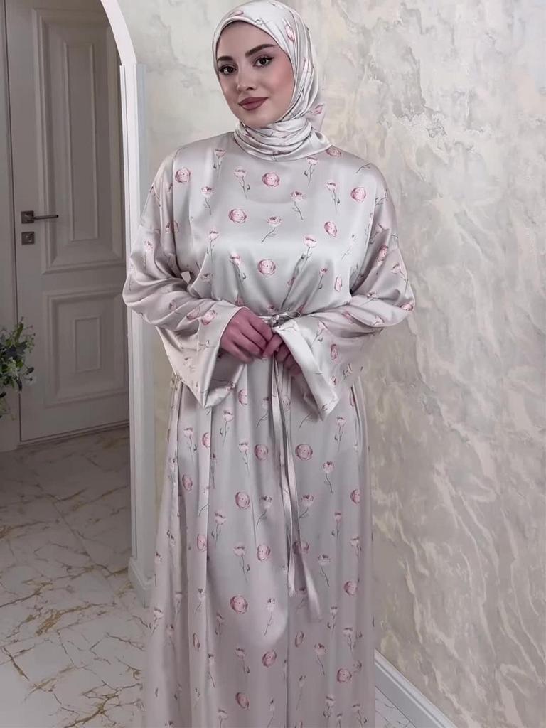 2025 Elegantes Sommer Langarm Druckkleid - Locker & Bequem