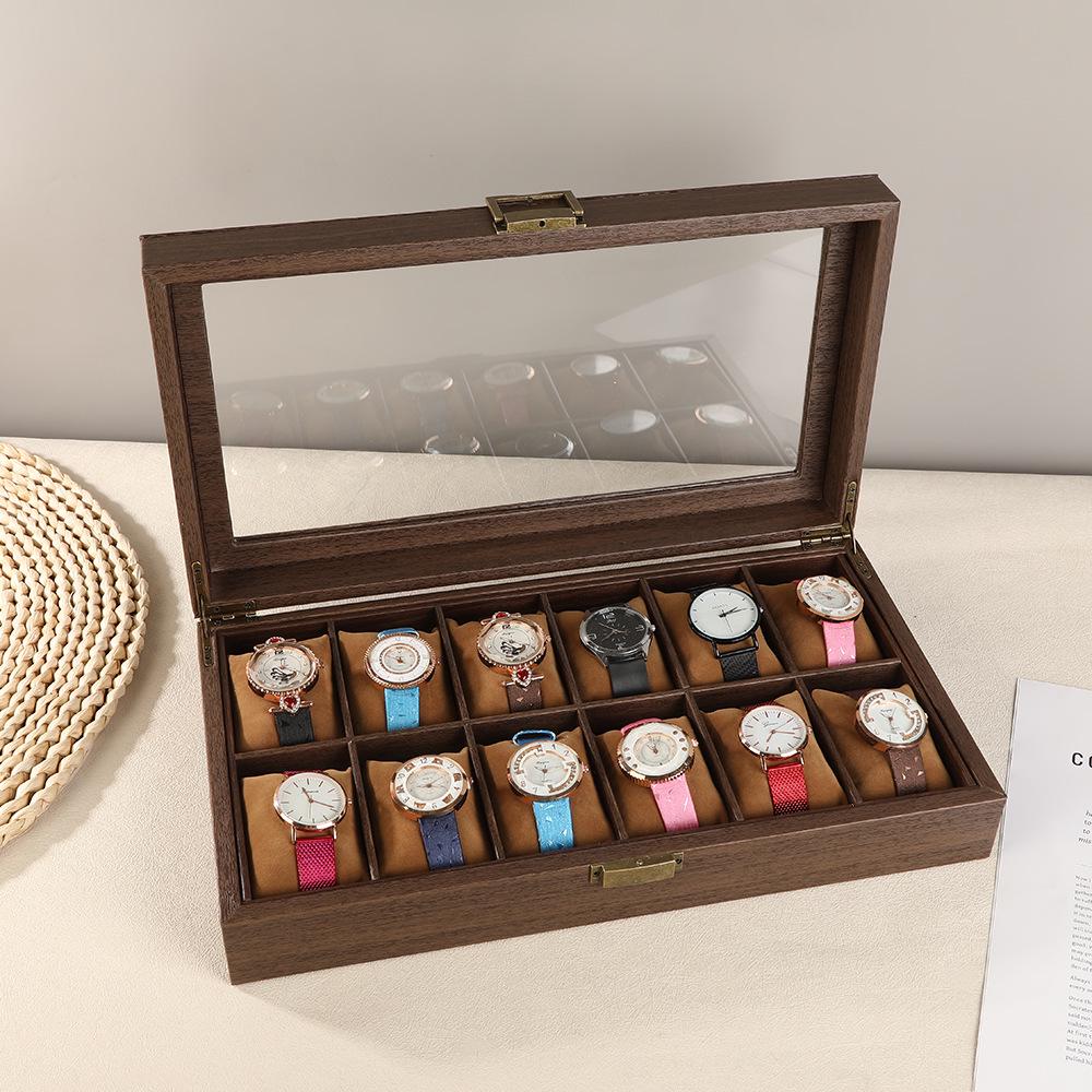 Vintage Wood Grain Leather Watch Box - High-End Bracelet Display & Storage Case