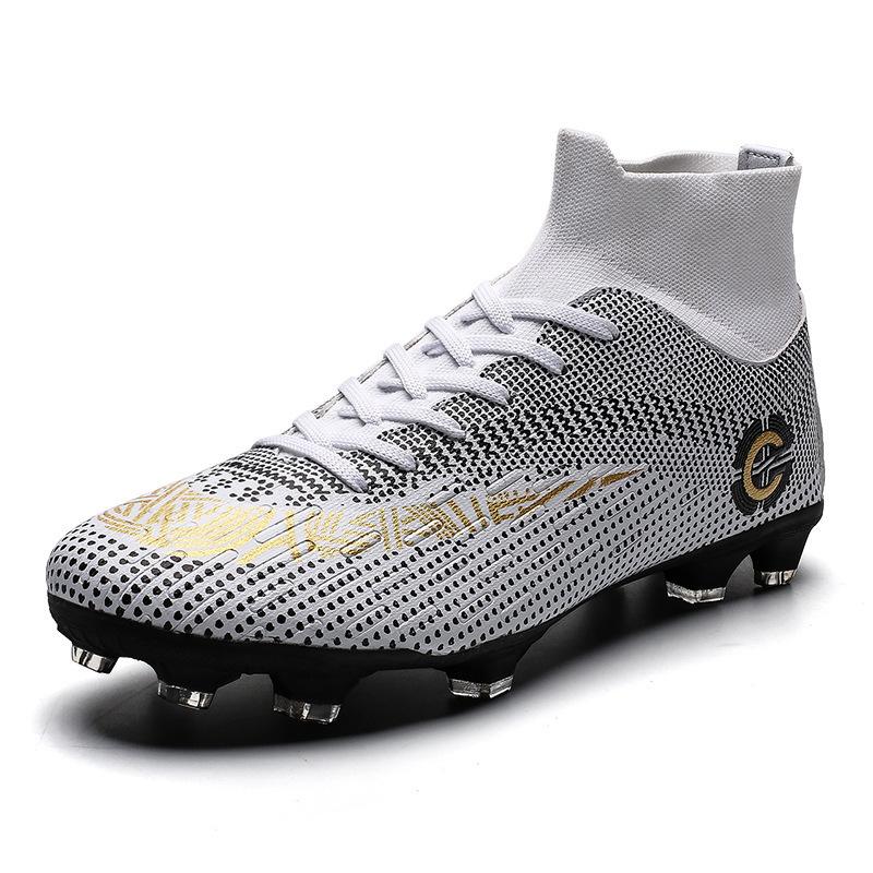 High-top football shoes men's long spike shoes artificial grass broken nails training sports classic Luo football shoes