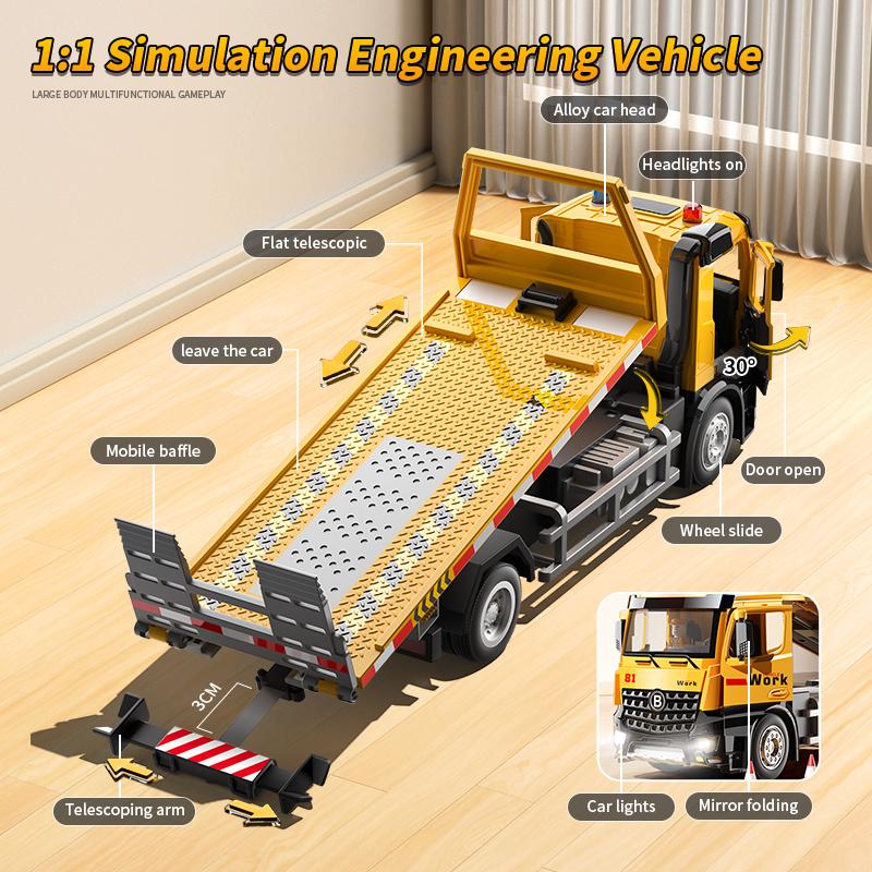 New Engineering Vehicle Car Alloy Front Diecast for Boy Simulation Trailer Toy with Light Vocalize Rescue Truck Children's Toy Model