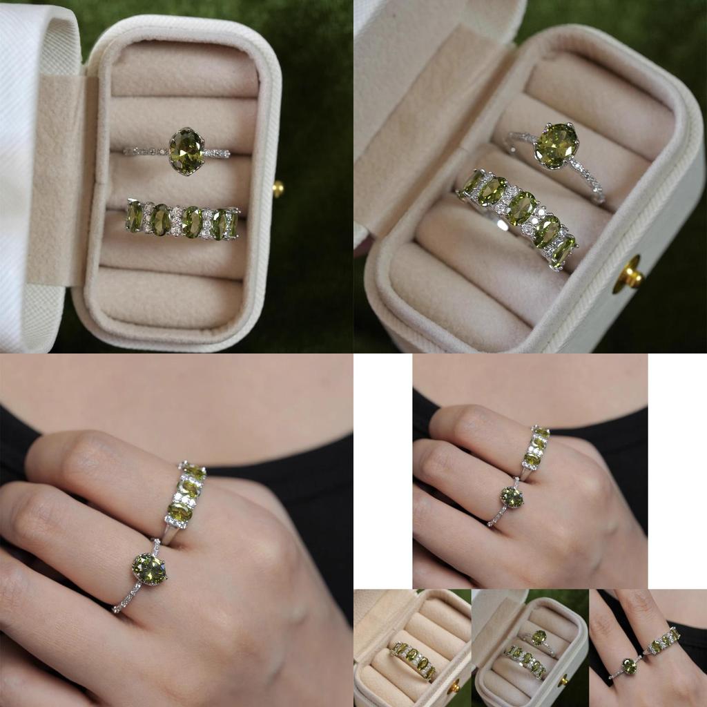 Chic And Sophisticated Olive Green Adjustable Ring For Trendy Women's Fashion Accessories