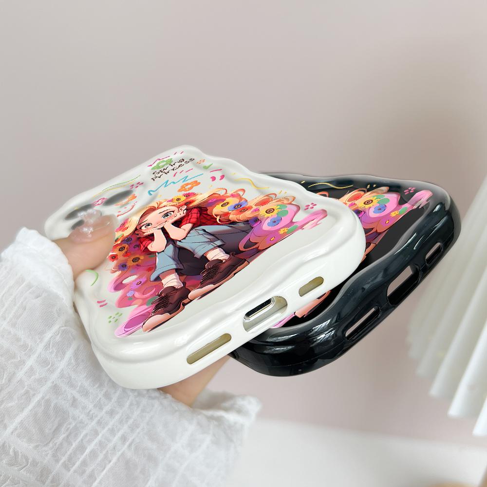 Niedliches Cartoon-Muster Creme Textur Gehäuse Wellenförmiger Rand Weiche Silikonhülle Handyhülle für Huawei Honor Infinix Tecno iPhone