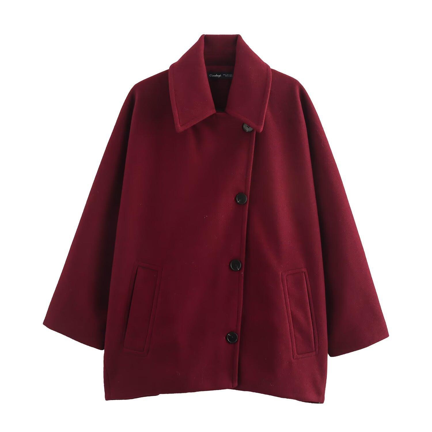 

Winter European and American Women s Single-breasted Lapel Loose Jacket XS