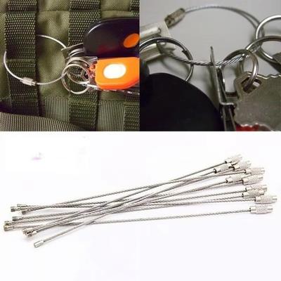 5 Adet/10 Adet Tel Kablo Döngüsü Vidalı Kilit Gadget Halkası Anahtar Anahtarlık Paslanmaz Çelik Anahtarlık Etiket İp Daire Kamp İpi Bağlantı Parçaları