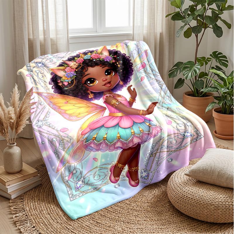Fairy Dreams In Colors Theme Blanket Lightweight Warm Flannel Blanket Decorative Throw Blanket for Home Decoration